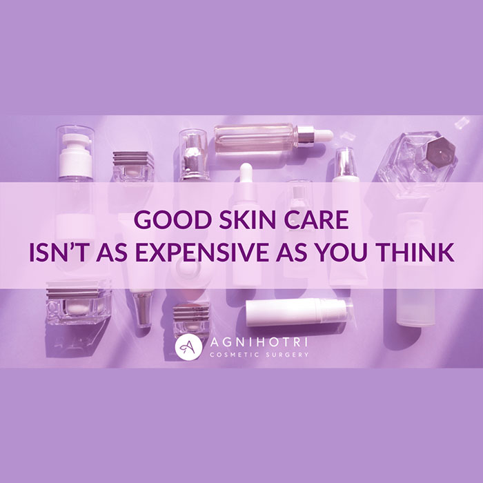 bottles of skin care with type that says good skinc are isn't as expensive as you think
